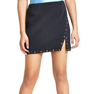 Bar III 8 studded grommet trim side slit split mini skirt SK 3113